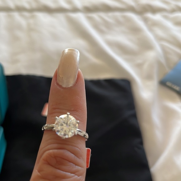 Moissanite Solitaire Diamond w/ Eternity Band - Picture 6 of 9